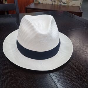 Elegant White Fedora with Black Band